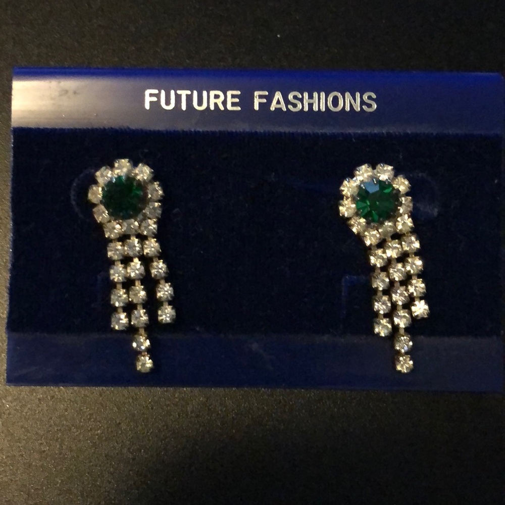 Future Fashions Emerald and Crystal Earrings